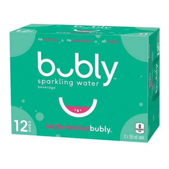 Bubly Watermelon Sparkling Water 12 x355 mL, Cans, Bubly Sparkling Water Watermelon 12x355mL
