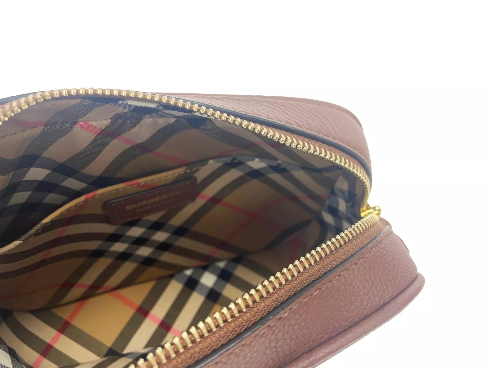 Burberry Tan Leather Small Camera TB Logo Crossbody Bag