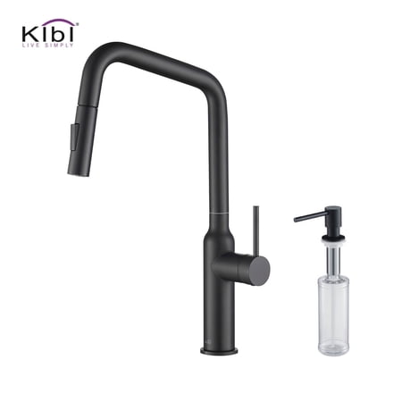 Kibi Macon Single Handle Pull Down Kitchen Sink Faucet with Soap Dispenser