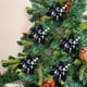 thumbnail image 4 of Flores navideñas de tela tejida negra | Juego de 5 piezas para coronas y adornos para árboles | Adornos florales navideños de 13 cm | Accesorios festivos para el hogar, 4 of 6