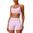 thumbnail image 3 of IDOPIP Womens Seamless Workout Sets Backless Sports Bra Top Scrunch Butt High Waist Gym Shorts 2 Piece Yoga Outfits, 3 of 6