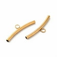 thumbnail image 2 of 50pc Ion Plating(IP) 304 Stainless Steel Tube Bails Curved Tube Real 18K Gold Plated 8x30x2.5mm Hole: 3mm Inner Diameter: 2mm, 2 of 2