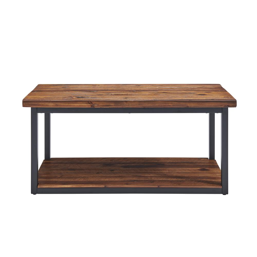 Alaterre Claremont 40" Rustic Wood Bench with Low Shelf