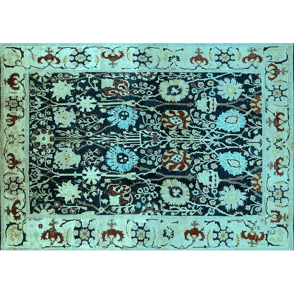 Ahgly Company Indoor Rectangle Oriental Light Blue Traditional Area Rugs, 2' x 5'