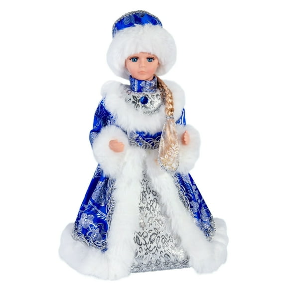 STP Goods Snow Maiden Animated Musical Christmas Figurine 16.5" (42 cm) Snegurochka Holiday Figurine Xmas Standing Decoration Xmas Figure Doll Decoration Christmas Décor Holiday Décor, Blue White