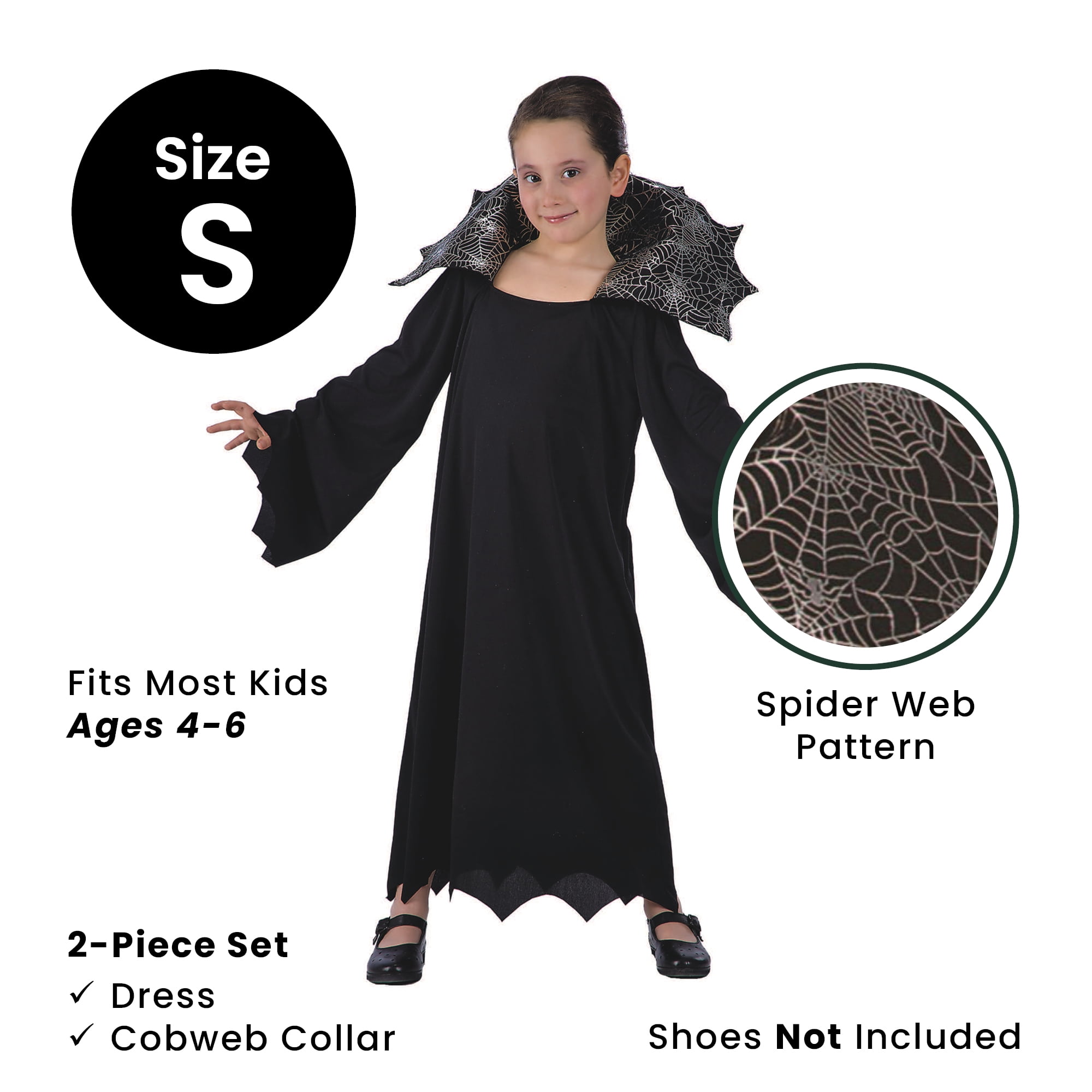 Black and Gray Vampire Girl Child Halloween Costume - Small