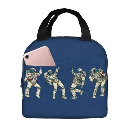 Insulated Lunch Bag for Women Men - Disco party Astronaut Dancing Leakproof Cooler Lunch Box for Women Men  Lunch Tote Bags for Work School Picnic Travel