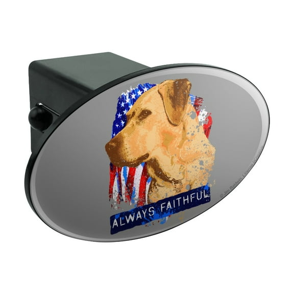Always Faithful Yellow Lab Labrador Hunting Dog Oval Tow Trailer Hitch Cover Plug Insert