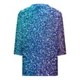 thumbnail image 5 of Uootdi Women's Glitter Ombre V Neck Top 3/4 Sleeves Sparkle Shirt Party Casual Tee for Night Out Event Outfits Trendy Fashion Multicolor Womens Tops, 5 of 5
