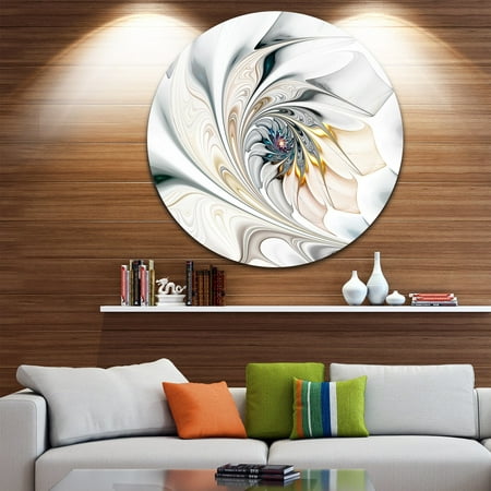 Stained Glass Wall Decor Art DESIGN ART Designart 'White Stained Glass Floral Art' Floral Circle Metal Wall Art ()
