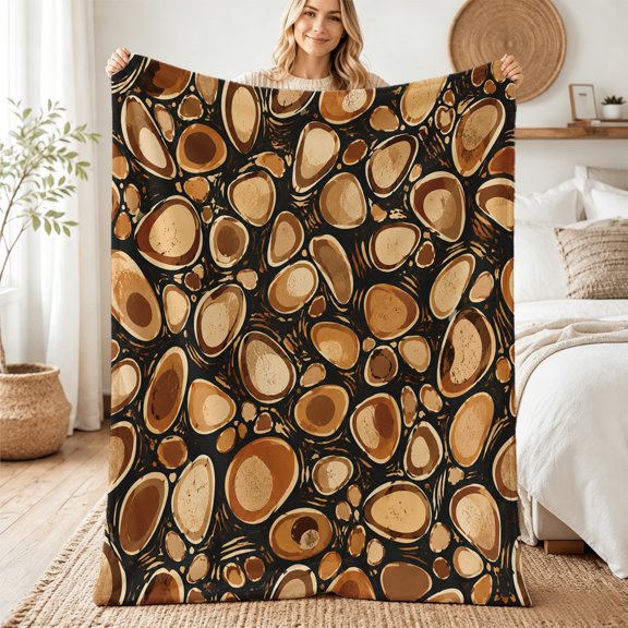 Taplcvy Brown River Stone Pattern Flannel Throw Blanket, Unique Decor Gift, 50" x 60"