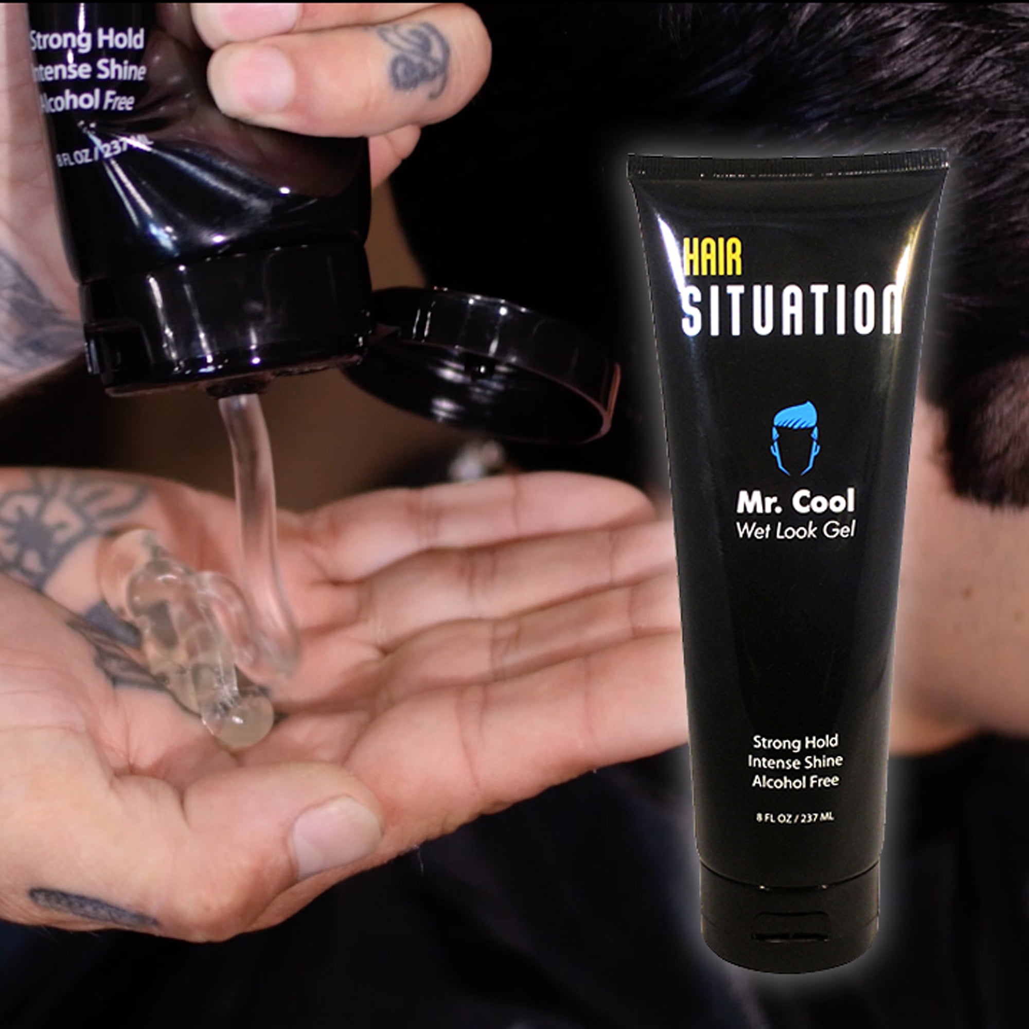 Hair Situation Mr. Cool Wet Look Hair Gel - Strong Hold, Anti Humidity,  Non-Flaking Formula 8 Fl Oz