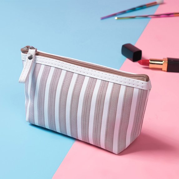 Kcolen -Tone Striped Zipper Pouch for Travel Makeup and Portable Storage Organizer Bag