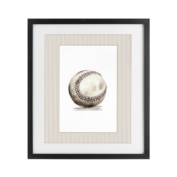 Stupell Industries Eclectic Vintage Sports Baseball Black Framed Print Under Glass, 13 x 16, by Christine Simpson Art