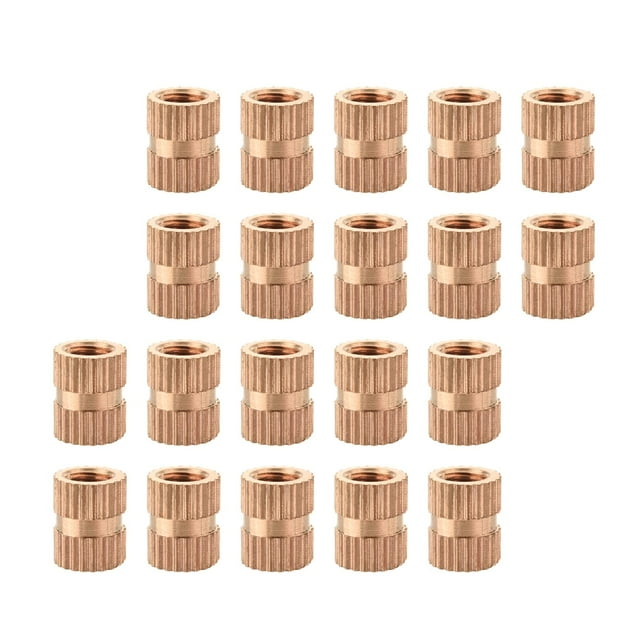 HUGFEGWE M4x6mm Female Thread Knurled Nuts Hx8mm OD Brass Threaded Insert Embedment Nuts Hydraulic Welded Joint Injection Molding Assortment Kit for 3D Printing Injection Molding 50PCS UA824-6590