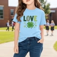thumbnail image 6 of St. Patrick's Day Shirt for Girls Blue Shamrock Love Kids T-Shirt Cotton Short Sleeve Crewneck Tee,Size 3 T, 6 of 9