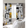 thumbnail image 3 of Yellow Geometric Blackout Curtains, Light Blocking Print Window Curtains, Modern Minimalist Black Abstract Art Thermal Insulated Window Drapes for Living Room Kitchen Cafe 2 Panels, 104"W x 63"L, 3 of 9