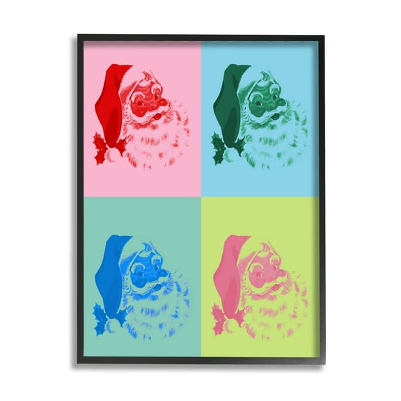 Pop Style Christmas Santa Holiday Graphic Art Black Framed Art Print Wall Art