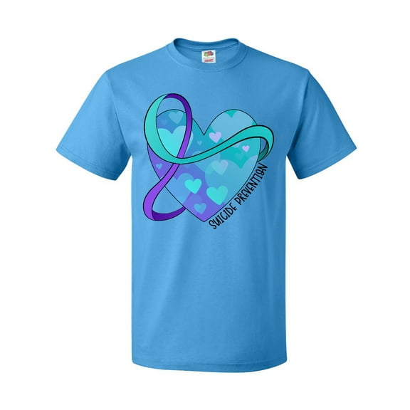Inktastic Suicide Prevention Awareness Purple and Teal Heart Ribbon T-Shirt