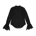 thumbnail image 1 of bar III Blusa de encaje para mujer, color negro, pequeña, 1 of 2