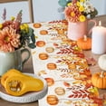 thumbnail image 4 of ERUNPONLY Pumpkins Fall Table Runner - 108 Inch Long Thanksgiving Orange Maple Leaf Cotton and Linen Blended Dress Scarves Farmhouse Table Runner for Kitchen Dining, Coffee Table, 13" x 108", 4 of 8