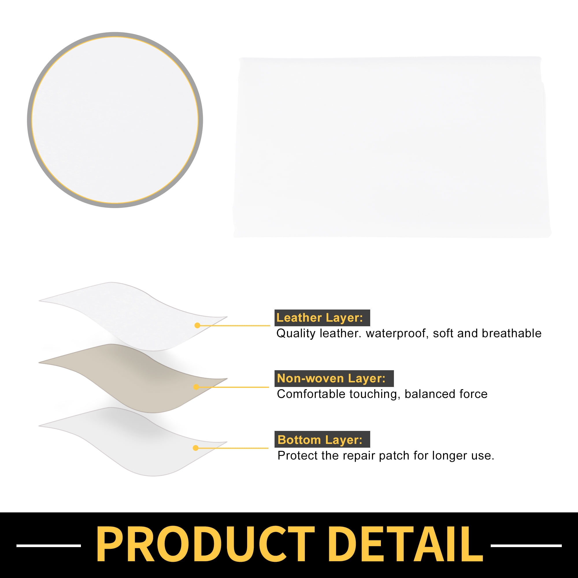 Unique Bargains Leather Fabric Upholstery Leather Repair Patch 91x137cm for Automotive Car Boat Seat Sofa Couches Chair Interior Trim DIY White 1 Pcs