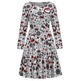 thumbnail image 1 of Robe Décontractée Imprimée de Noël pour Femmes, Col Rond, Manches Longues, 1 of 4