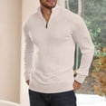 thumbnail image 4 of Men's Half Zip Cable Knit Sweater with High Neck, Long Sleeve Pullover, 4 of 5