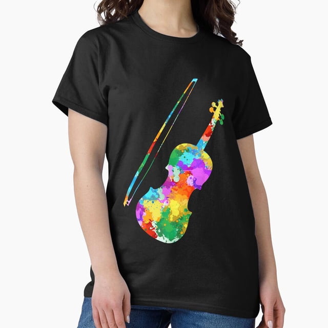 Violin Colorful Watercolor Artistic Musical Instrument Design Unisex T-Shirt GH03441, up to size 5XL