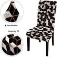 thumbnail image 4 of Marble Geometric Lines and Cubes Black and White Marbling Surface Modern Luxurious Chair Covers Set of 6 Decorative Seat Slipcovers Removable for Dining Room, 4 of 5