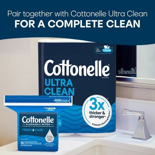 (2 Pack) Cottonelle Fresh Care Flushable Wet Wipes, 1 Resealable Bag