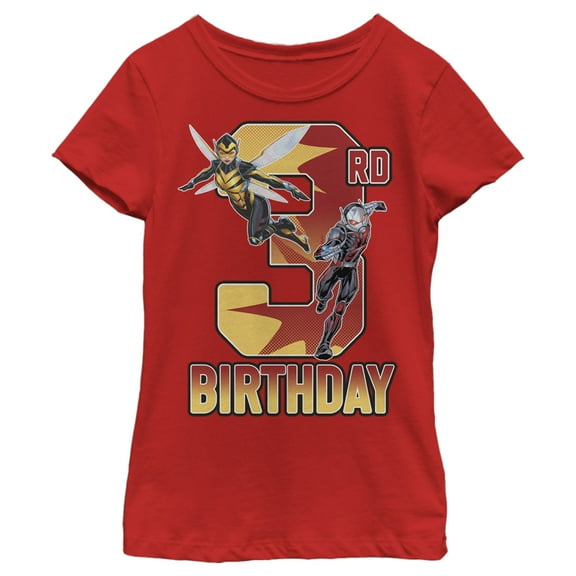 Girl's Marvel Ant-Man & Wasp 3rd Birthday  Graphic Tee Red X Small