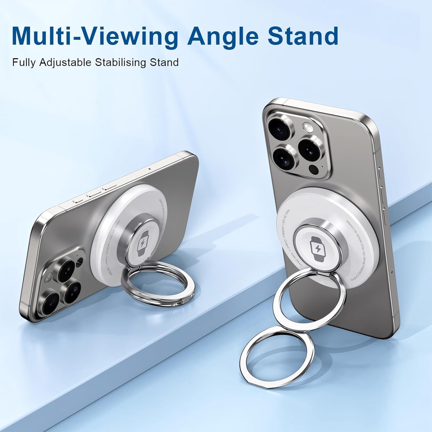 Double Phone Ring Magnetic Charging Holder | Wireless Charging Phone Ring Stand | 3-in-1 Charging Station for Apple Devices | Multi-Device Travel Charger for iPhone, AirPods & Apple Watch (white)