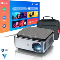 5G WiFi Projector 1080P Native FLZEN MX 7500 Lumen 20000:1 Home Theater Projector Bluetooth, Side Projection 4-point Correction Screen Mirroring Airplay Miracast, 100” Screen & Carry Bag