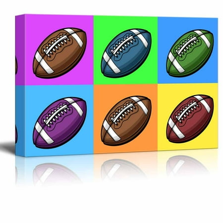 wall26 Canvas Wall Art - Multi-Color Pop Art with Football - Giclee Print Gallery Wrap Modern Home Decor Ready to Hang - 24