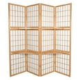 thumbnail image 2 of Oriental Furniture 6 Ft Tall Window Pane with Shelf Room Divider, rosewood, 4 panel, 2 of 4