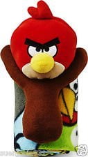 Angry Birds Red Stuffed Animal Plush Pillow Figure w/ 40"x50" Throw Blanket Set 