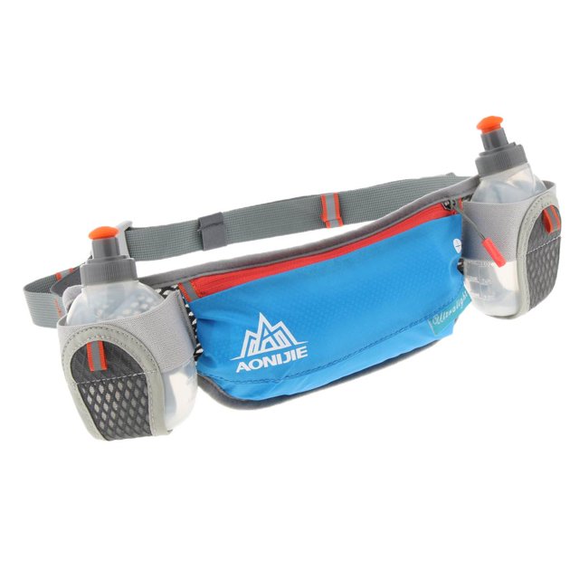 Riñonera de nailon para deportes al aire libre unisex, impermeable, que incluye 2 botellas de agua de 170 ml azul Soledad Mochila de deportes al aire libre