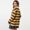 thumbnail image 7 of Women Long Sleeve Striped Polo Shirt Oversized Collar Y2k Pullover T Shirt Casual Loose Streetwear Rugby Sweatshirt，Yellow，S, 7 of 7