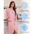 thumbnail image 2 of Ekouaer Robes for Women Knee Length Kimono Bathrobe Lightweight 3/4 Sleeve Sleepwear soft Loungewear with Pockets, 2 of 6