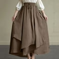 thumbnail image 5 of nerohusy Womens Renaissance Elastic High Waist Skirt Drawstring Double Layered Flowy Long Skirts Vintage Boho Skirts with Pockets 2025 Brown,XL, 5 of 7