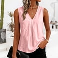 thumbnail image 2 of GZWYHT Women's V Neck Tank Top Soft Summer Sleeveless Shirt Casual Loose Fit T-Shirt Breathable Comfortable Women's T-Shirt Pink 2XL, 2 of 7