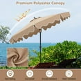 thumbnail image 2 of PetFurnishn 9 FT Ruffled Patio Umbrella Outdoor Umbrella with Push Button Tilt, Crank, 8 Ribs, Fade-resistant Canopy, Heavy-Duty Market Table Umbrella for Yard Garden Pool-Brown, 2 of 10