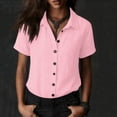 thumbnail image 4 of JYnXIANTI Summer Tops for Women Breathable Button Down Shirts Comfort Soft Lapel Blouses Casual Beach Travel Tshirt Outfits, 4 of 7