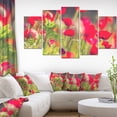 thumbnail image 1 of Coquelicots Rouges sur Fond Vert - Grande Impression sur Toile Fleur, 1 of 3