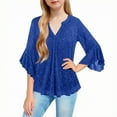 thumbnail image 7 of CQONEPT Girls Sequin Top Sparkly Dress Shirts 3/4 Ruffle Sleeve Blouses Casual Fashion V Neck Mesh Tunics Tops Blue 160, 7 of 7