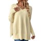 thumbnail image 2 of Suéter de cuello en V para mujer, suéter de invierno liso de manga larga, suéter para mujer, 2 of 6
