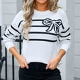 thumbnail image 2 of Womens Sweaters Long Sleeve Casual Stripe Pullover Tops Sweaters Fashion Clothes Black M, 2 of 7