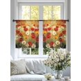 thumbnail image 4 of Retro Floral Sheer Curtains 45 inches Long 2 Panels Set Red White Yellow Poppy Flowers Oil Painting Tiers Sheers Rod Pocket Small Window Short Curtains for Kitchen Cafe, Each 52" W x 45" L, 4 of 7