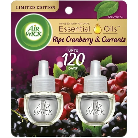 Air Wick Plug in Scented Oil Refill  2 ct  Ripe Cranberry and Currants  Air Freshener  Essential Oils  Fall Scent  Fall decor
